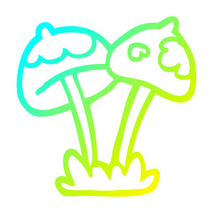 cold gradient line drawing cartoon mushroom