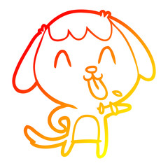 warm gradient line drawing cute cartoon dog