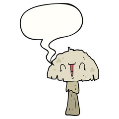 cartoon mushroom and speech bubble