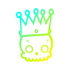 cold gradient line drawing cartoon skull with crown