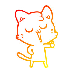 warm gradient line drawing cartoon cat singing
