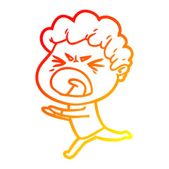 warm gradient line drawing cartoon furious man