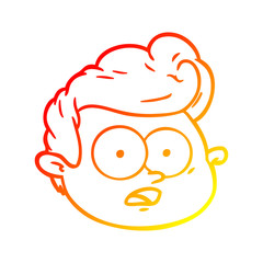 warm gradient line drawing cartoon male face