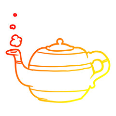 warm gradient line drawing tea pot