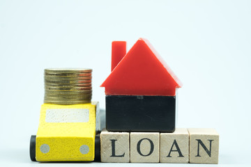 Home and car loan of living for investment real estate concept.