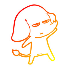 warm gradient line drawing annoyed cartoon elephant