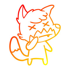 warm gradient line drawing cartoon cross eyed fox