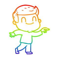 Fototapeta premium rainbow gradient line drawing cartoon friendly man