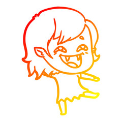 warm gradient line drawing cartoon laughing vampire girl