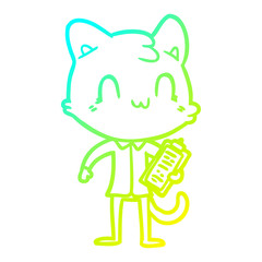 cold gradient line drawing cartoon happy cat