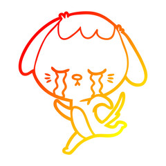 warm gradient line drawing cartoon dog crying