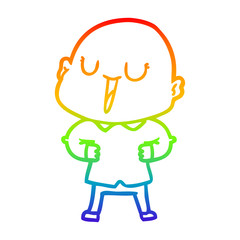 rainbow gradient line drawing happy cartoon bald man