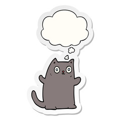 cartoon cat and thought bubble as a printed sticker