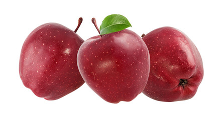 Fresh red apple isolated on white background with clipping path