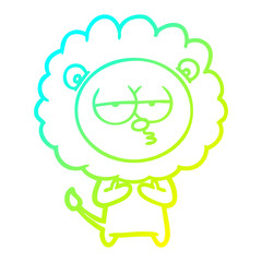 cold gradient line drawing cartoon tired lion