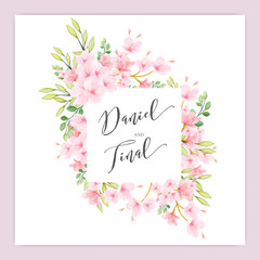 beautiful wedding Floral Cherry Blossom Frame and background