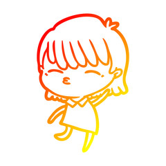 warm gradient line drawing cartoon woman