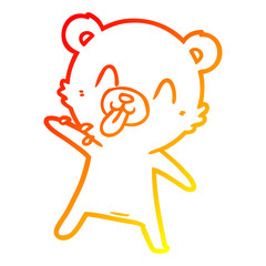 warm gradient line drawing rude cartoon polar bear sticking out tongue