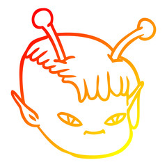 Obraz premium warm gradient line drawing cartoon alien space girl face