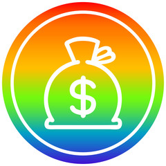 sack of money circular in rainbow spectrum