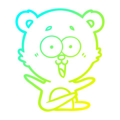 cold gradient line drawing laughing teddy  bear cartoon