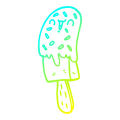 cold gradient line drawing cartoon ice lolly