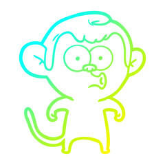 Obraz premium cold gradient line drawing cartoon hooting monkey