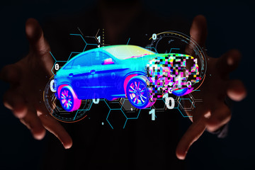 digital car technology smart in virtuel room