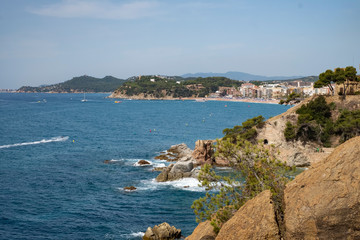 Tossa de Mar, a unique place. Picturesque view of the coastline, a trip to Spain.