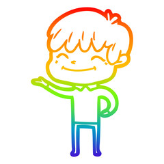rainbow gradient line drawing cartoon happy boy