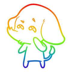 rainbow gradient line drawing cartoon elephant remembering