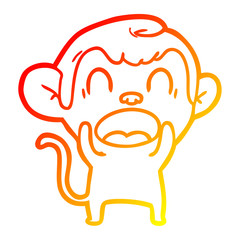 warm gradient line drawing shouting cartoon monkey