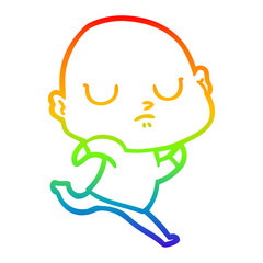 rainbow gradient line drawing cartoon bald man