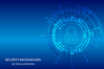 Abstract security digital technology background, Lock on technology background. Illustration Vector