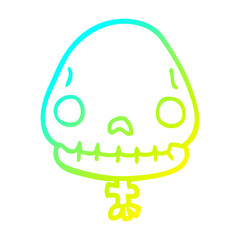 Obraz premium cold gradient line drawing cartoon halloween skull