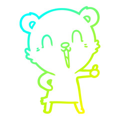 cold gradient line drawing happy laughing cartoon bear