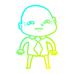 cold gradient line drawing cartoon nervous man