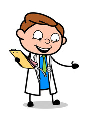 Announcing Medical Result - Professional Cartoon Doctor Vector Illustration