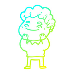 cold gradient line drawing cartoon friendly man
