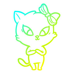 cold gradient line drawing cartoon cat