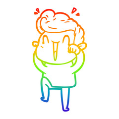 Obraz premium rainbow gradient line drawing cartoon excited man