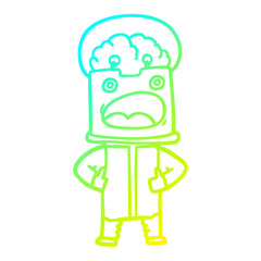 cold gradient line drawing cartoon robot