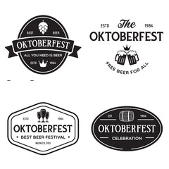 Beer festival Oktoberfest celebrations retro style labels, badges and logos set with beer mug, barrel etc.