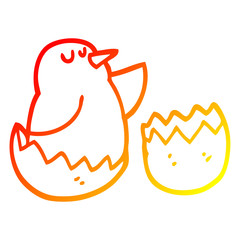 warm gradient line drawing cartoon hatching bird