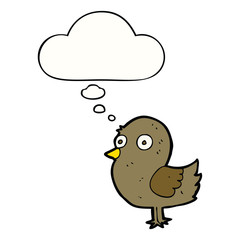cartoon bird and thought bubble