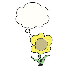 cartoon flower and thought bubble