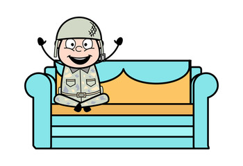 Joyful - Cute Army Man Cartoon Soldier Vector Illustration