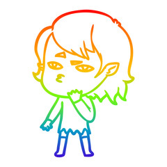 rainbow gradient line drawing cartoon vampire girl