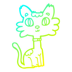 cold gradient line drawing cartoon cat