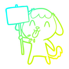 cold gradient line drawing cute cartoon dog